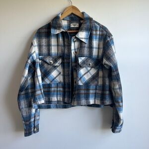 Retrod Blue Plaid Cropped Shacket Jacket – Size Medium